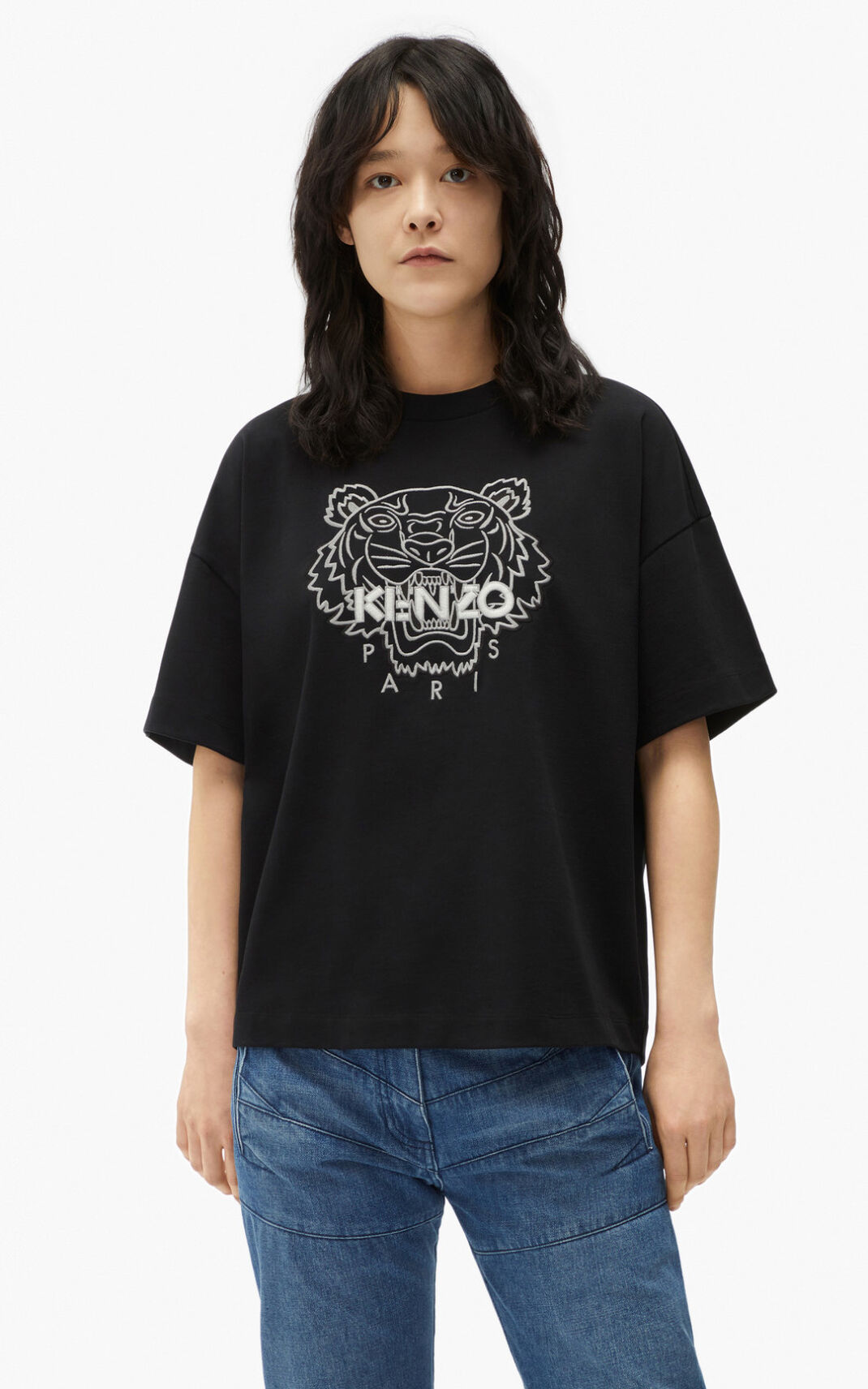 Kenzo Tiger boxy μπλουζακια γυναικεια μαυρα | GR156671